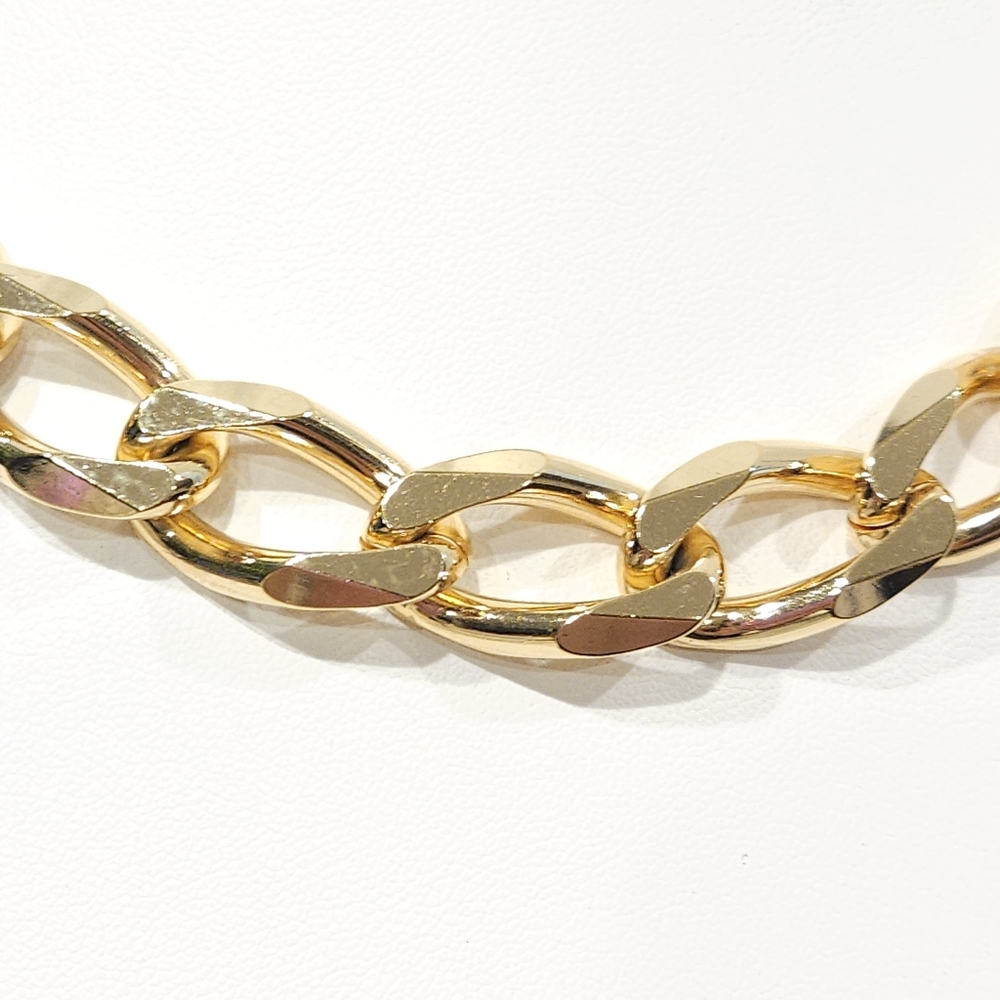 Vintage Christian Dior Curb Chain Necklace 1990s Chunky Gold Tone 16-inch - Picture 6 of 16